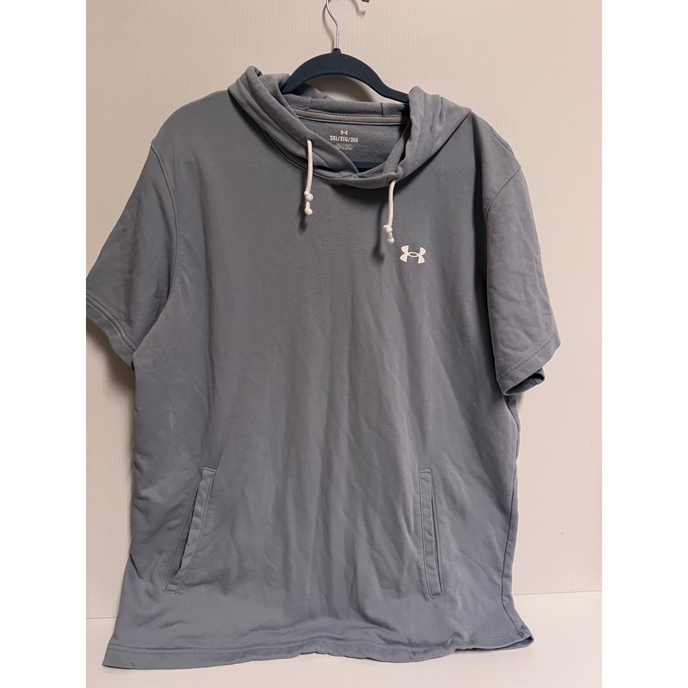 Under Armour Mens Short Sleeve Hoodie Slate Blue Gray Pullover Sweatshirt 2XL